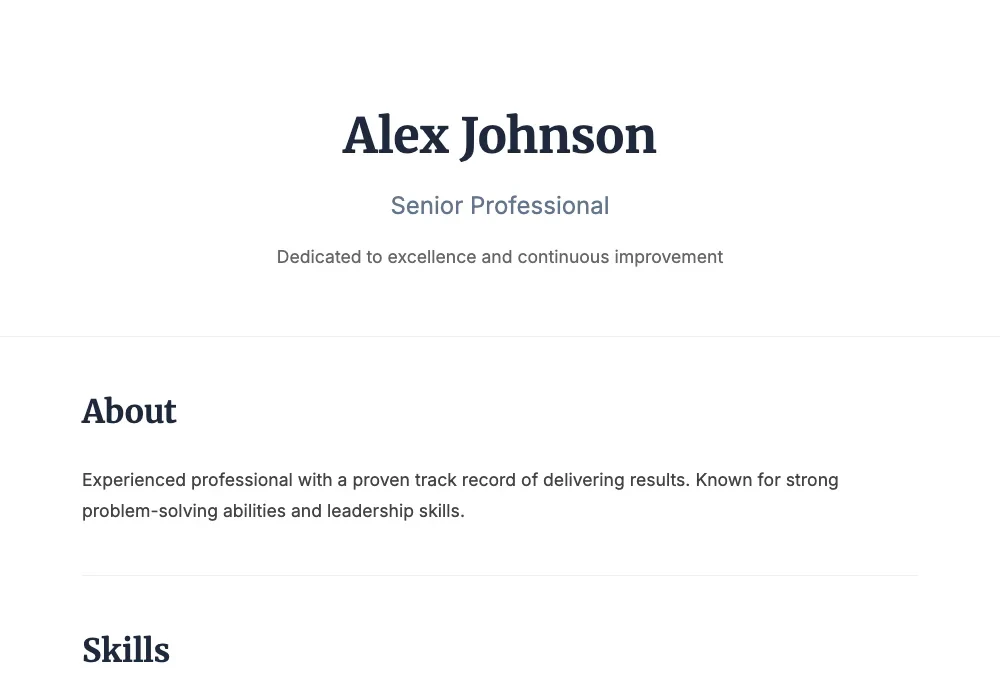 Myrefolio product overview with minimal template