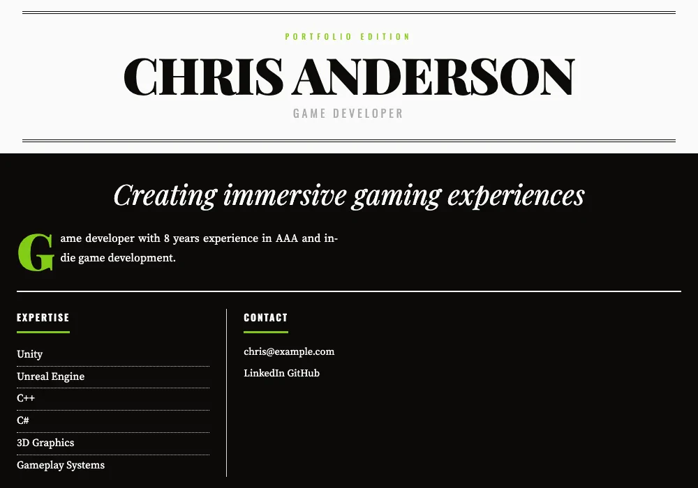 Myrefolio magazine template application scenario