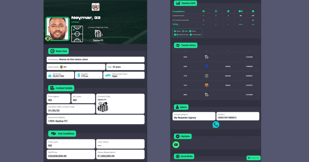 Creating player pitches in Myrequests