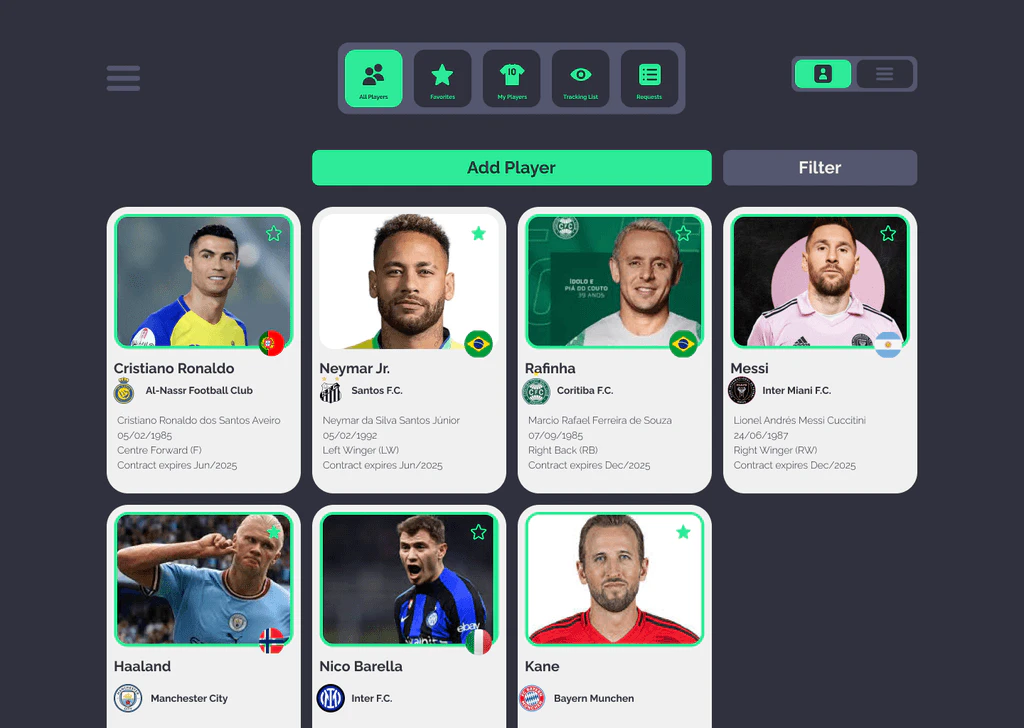 Player management feature in Myrequests