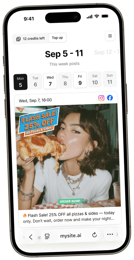 Mysiteai social media automation for restaurants