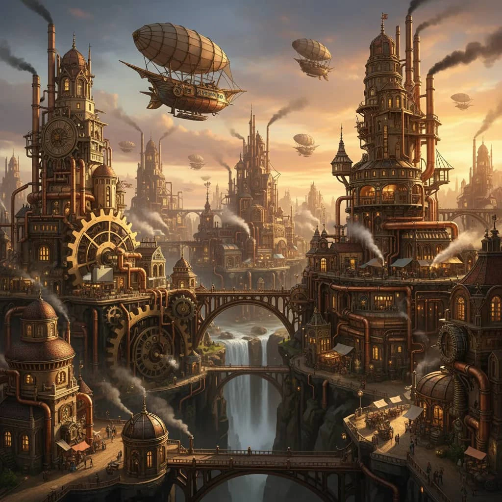 Use case example of Nano-bananaai in creating a steampunk city image