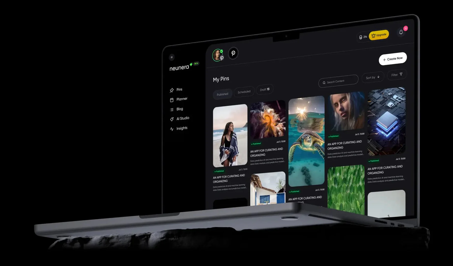 Neunera product interface overview