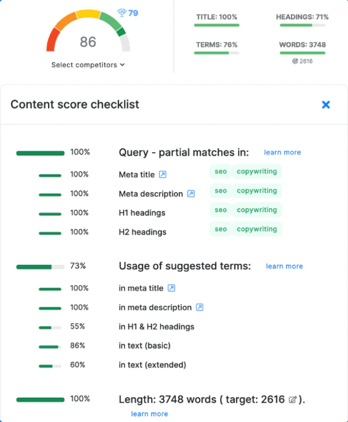 NEURONwriter use case example demonstrating content optimization