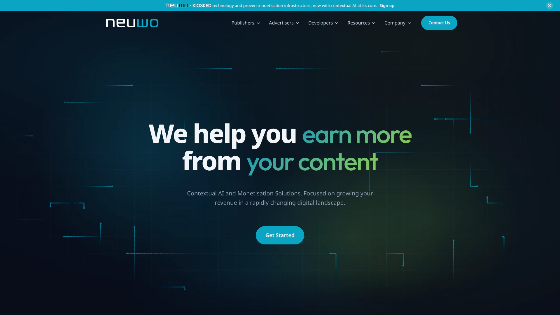 Neuwo website screenshot showing The Future of Contextual Understanding -... interface and features