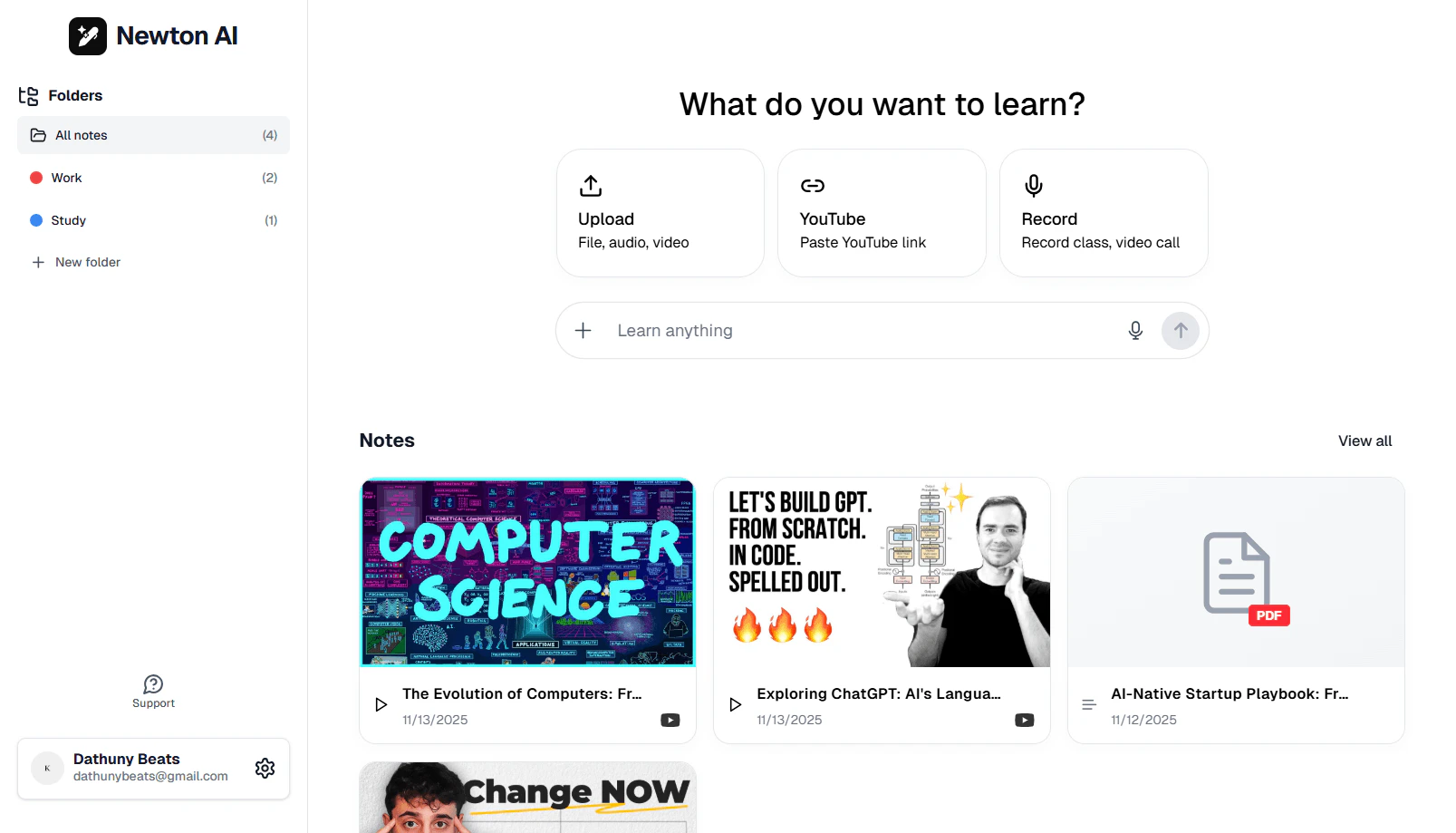Newtonstudy app interface overview