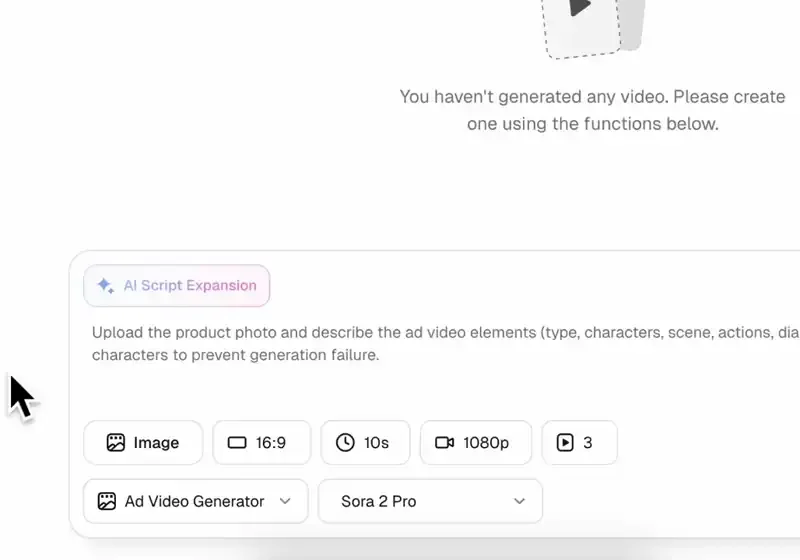 Nextifyai product interface showcasing ad creation process