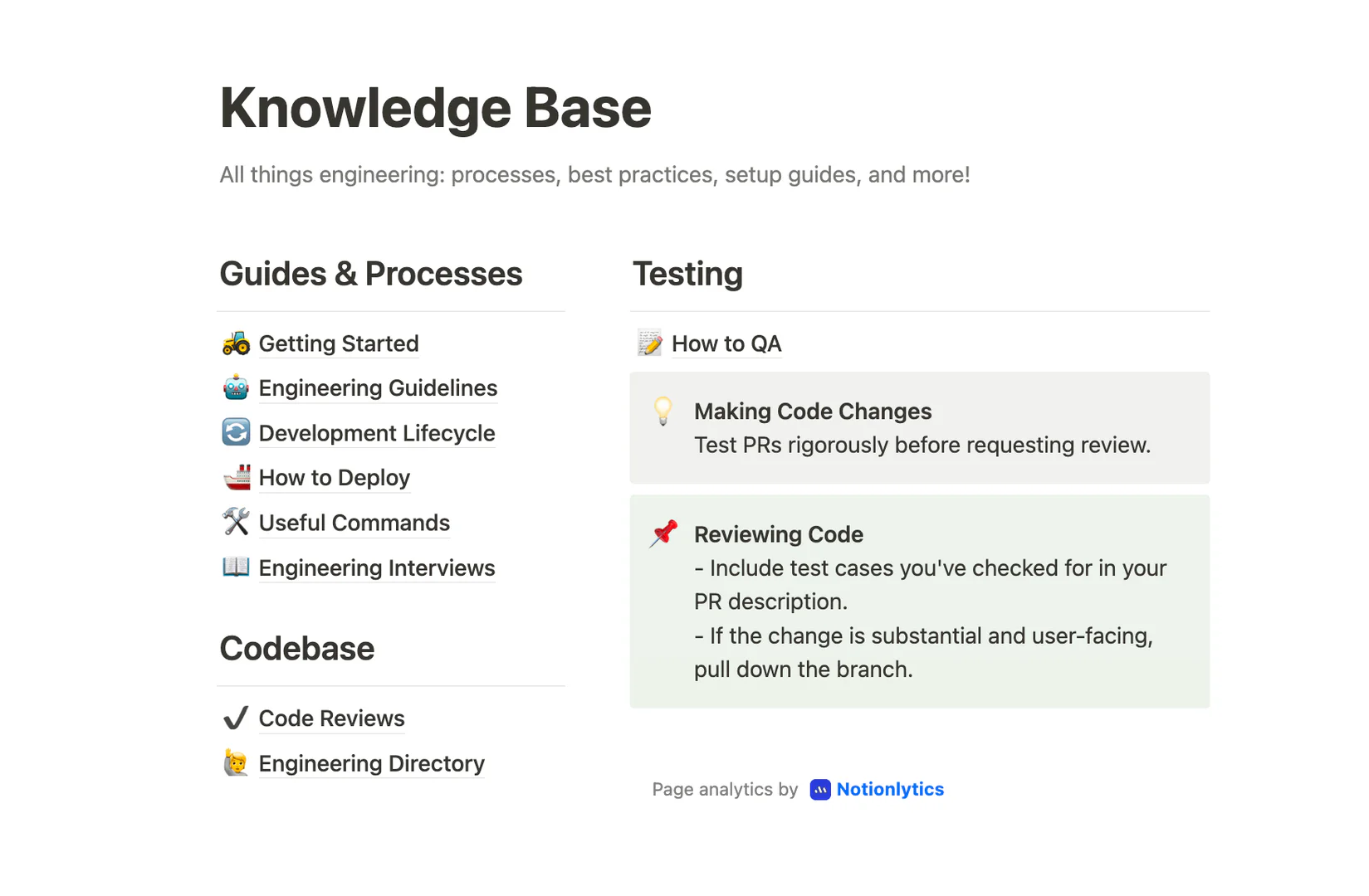 Notionlytics knowledge base use case example