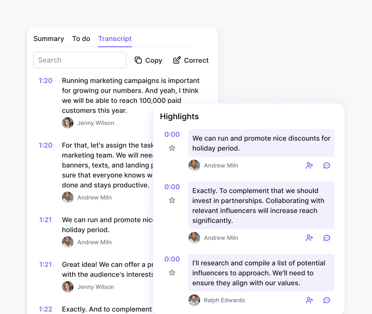 Noty Ai meeting transcription feature