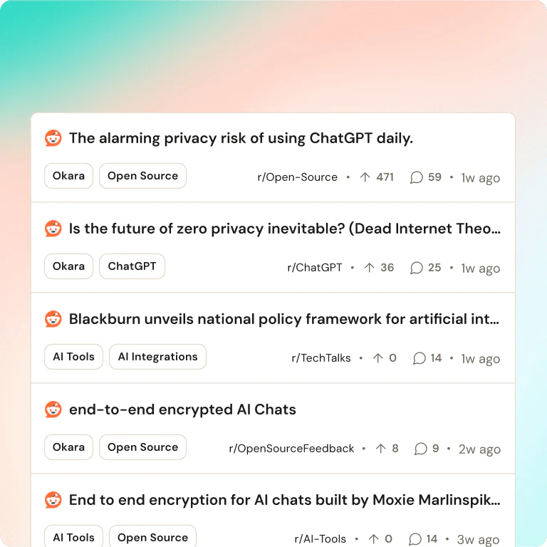 Reddit Agent feature in Okaraai