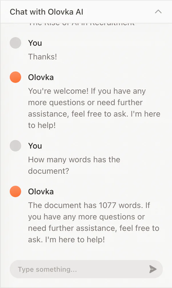 Olovka AI Essay Writer research and chat interface