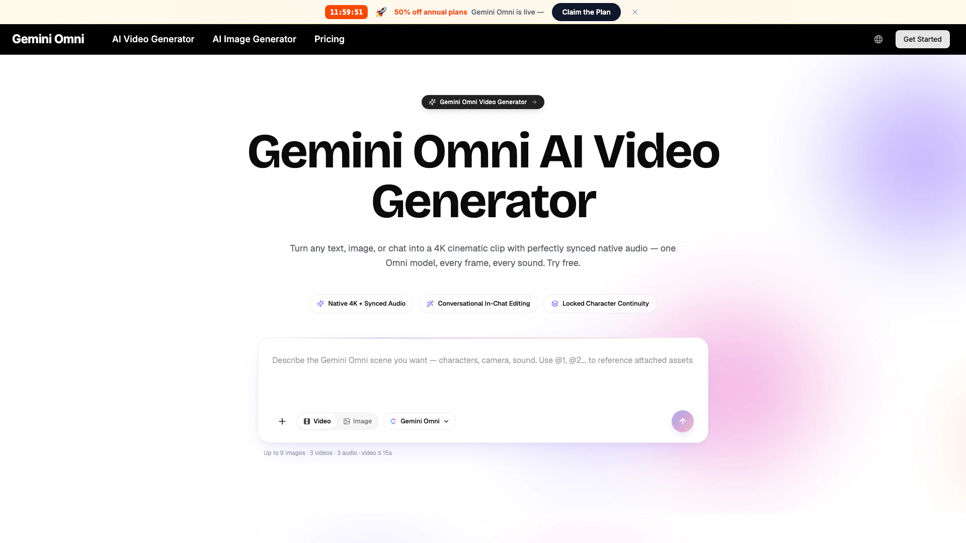 Omni Geminiai website screenshot showing Omni Geminiai is a cutting-edge multimod... interface and features