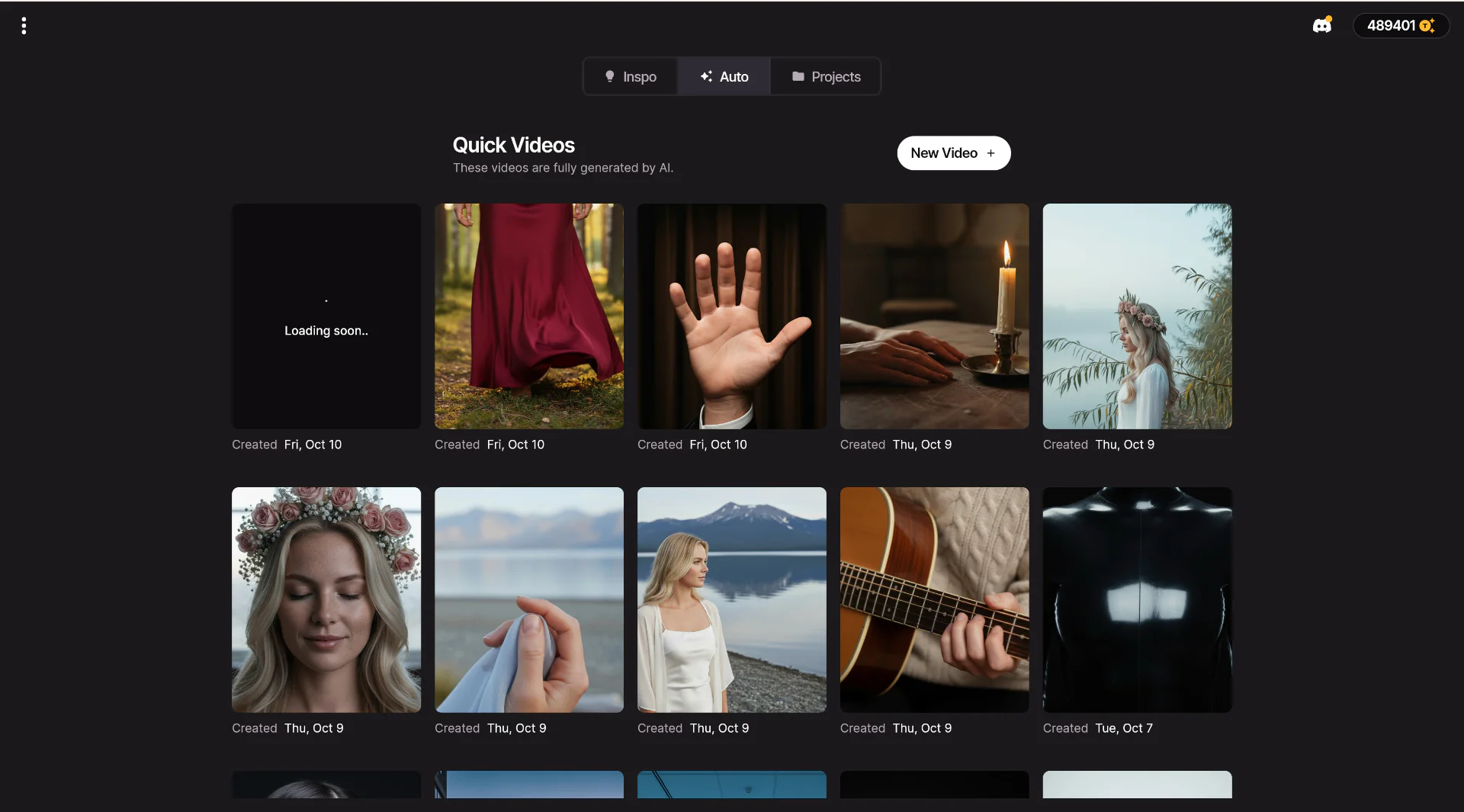 onemoreshot quick video generation interface