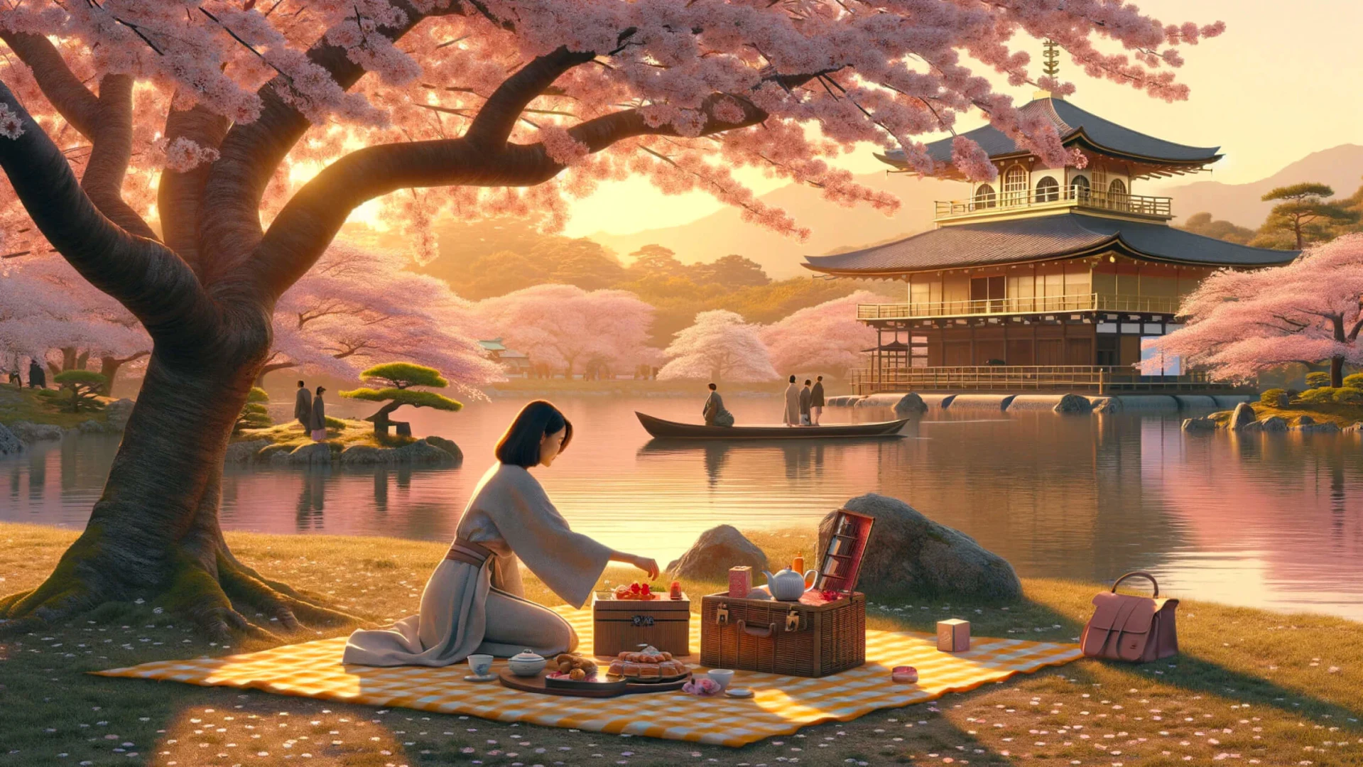 DALL·E 3 image generation example with cherry blossom picnic