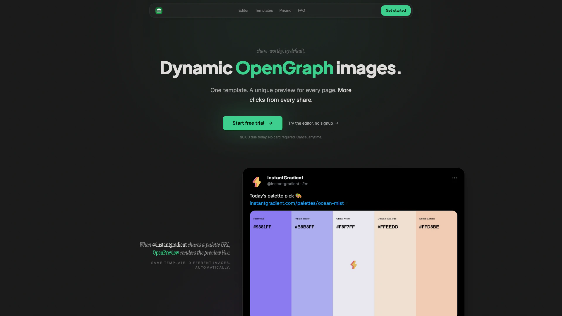 Openpreview website screenshot showing OpenPreview allows you to design a dynam... interface and features