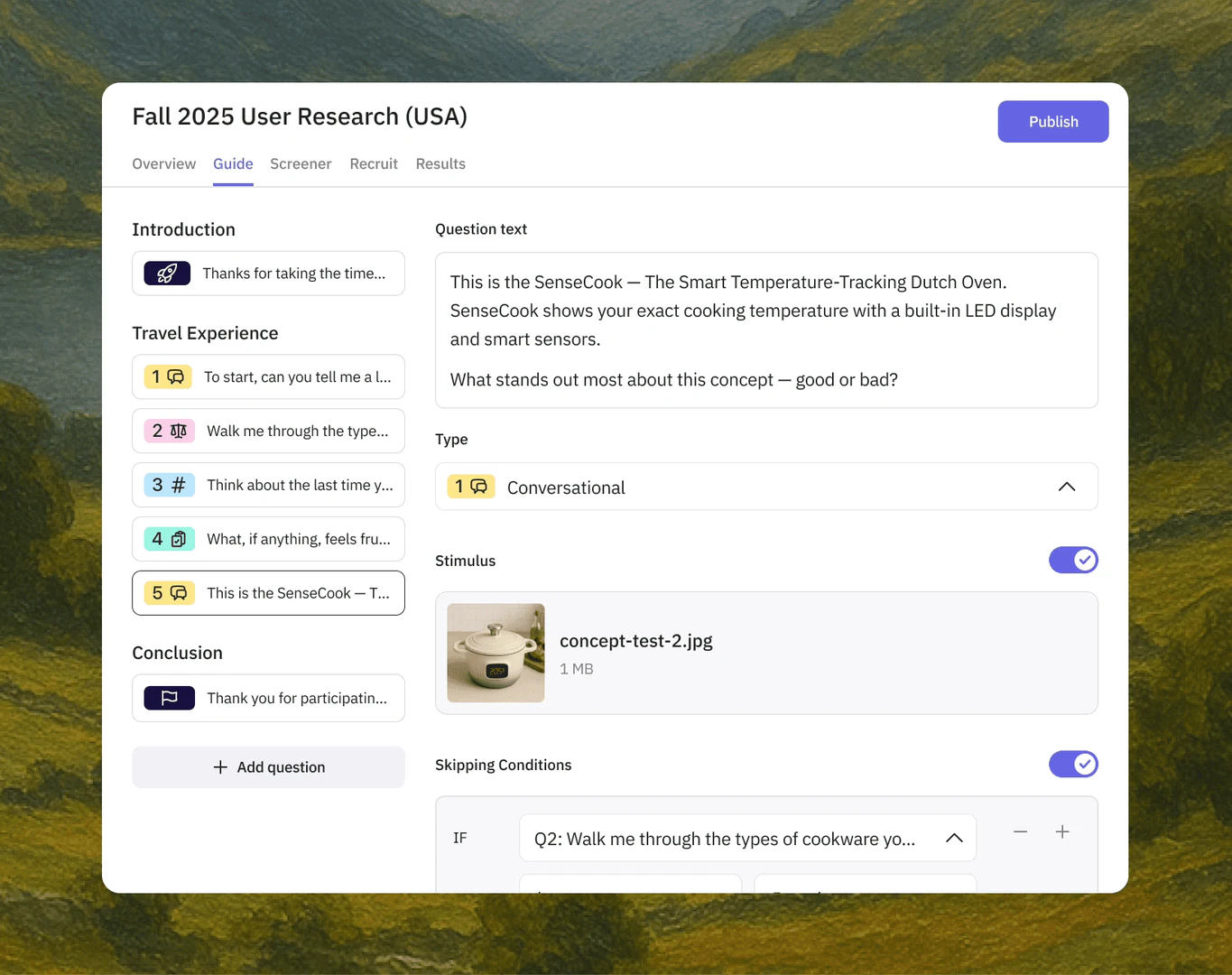 Outset Ai features demonstration showing AI-moderated interviews