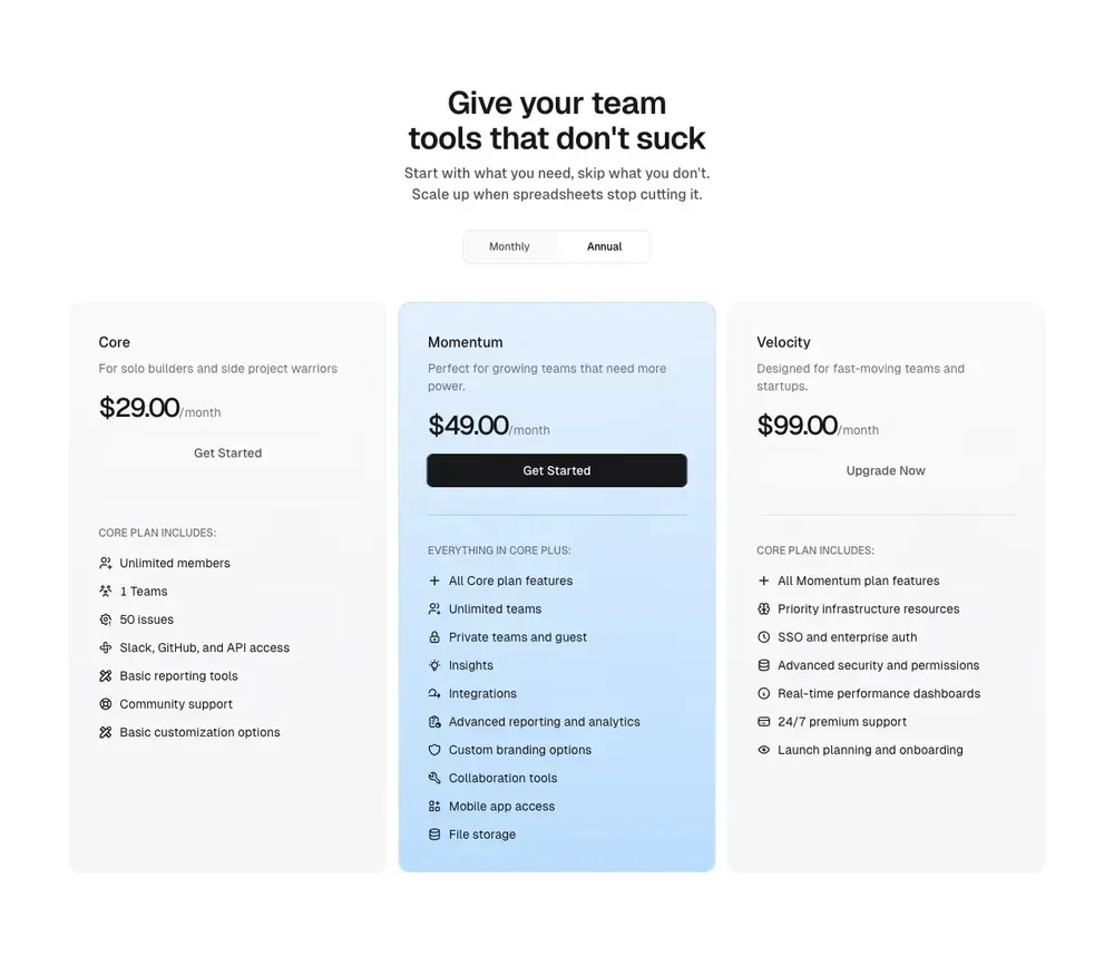 Oxbowui pricing section demonstration