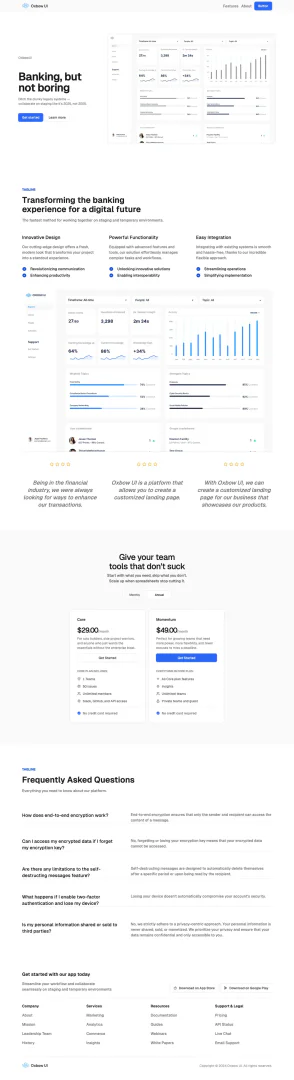Oxbowui landing page use case example