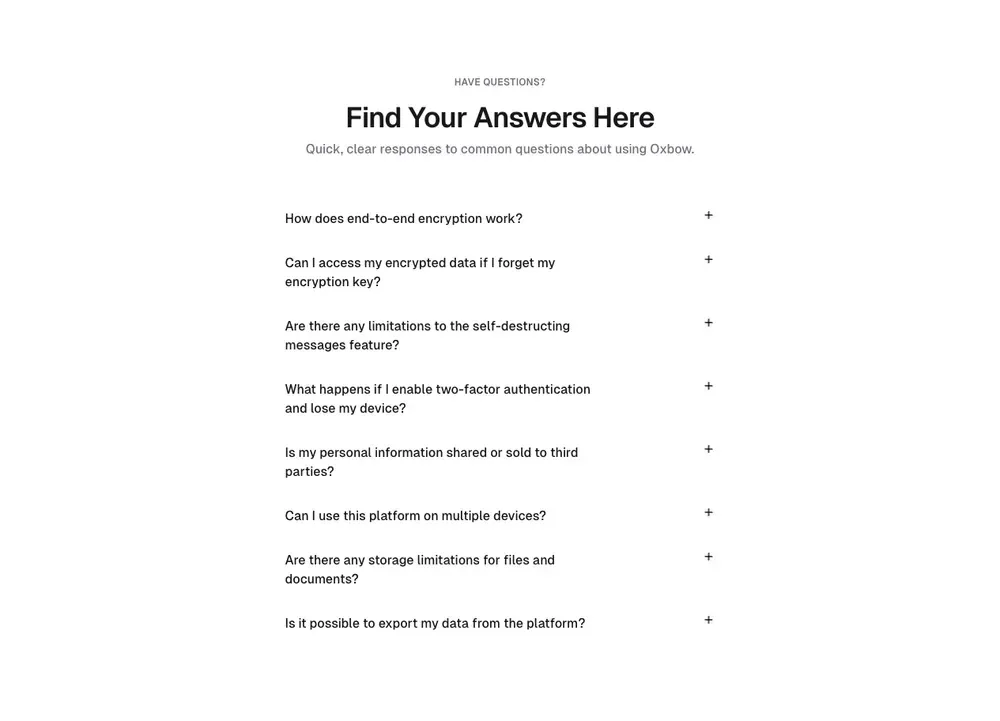 Oxbowui FAQ section use case example