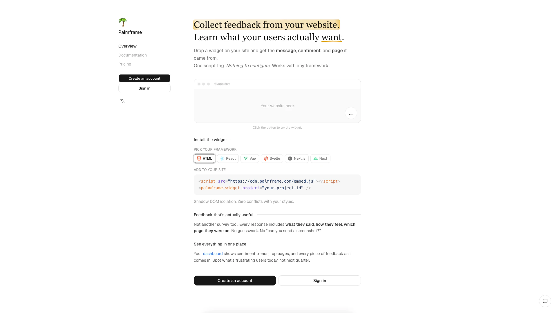 Palmframe screenshot