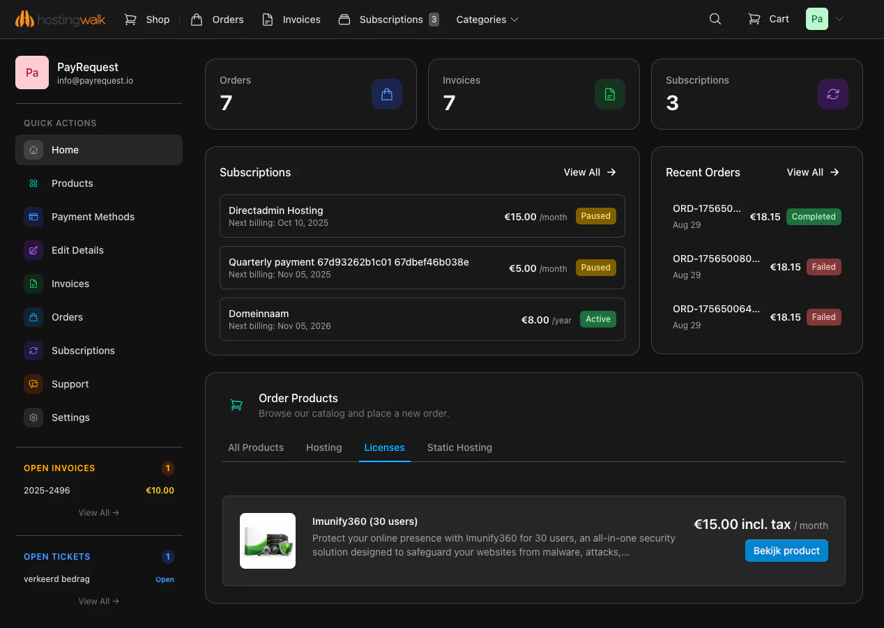 Payrequest customer portal overview
