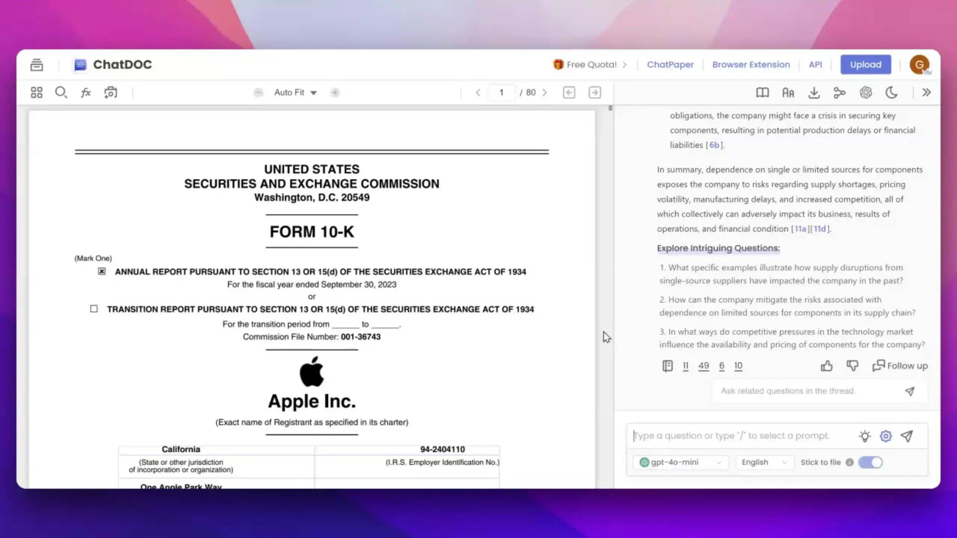 PDFChat use case example with document analysis