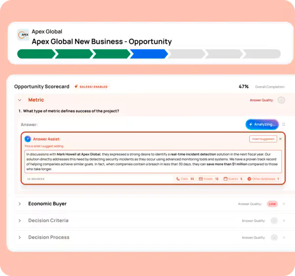 People.ai opportunity management interface