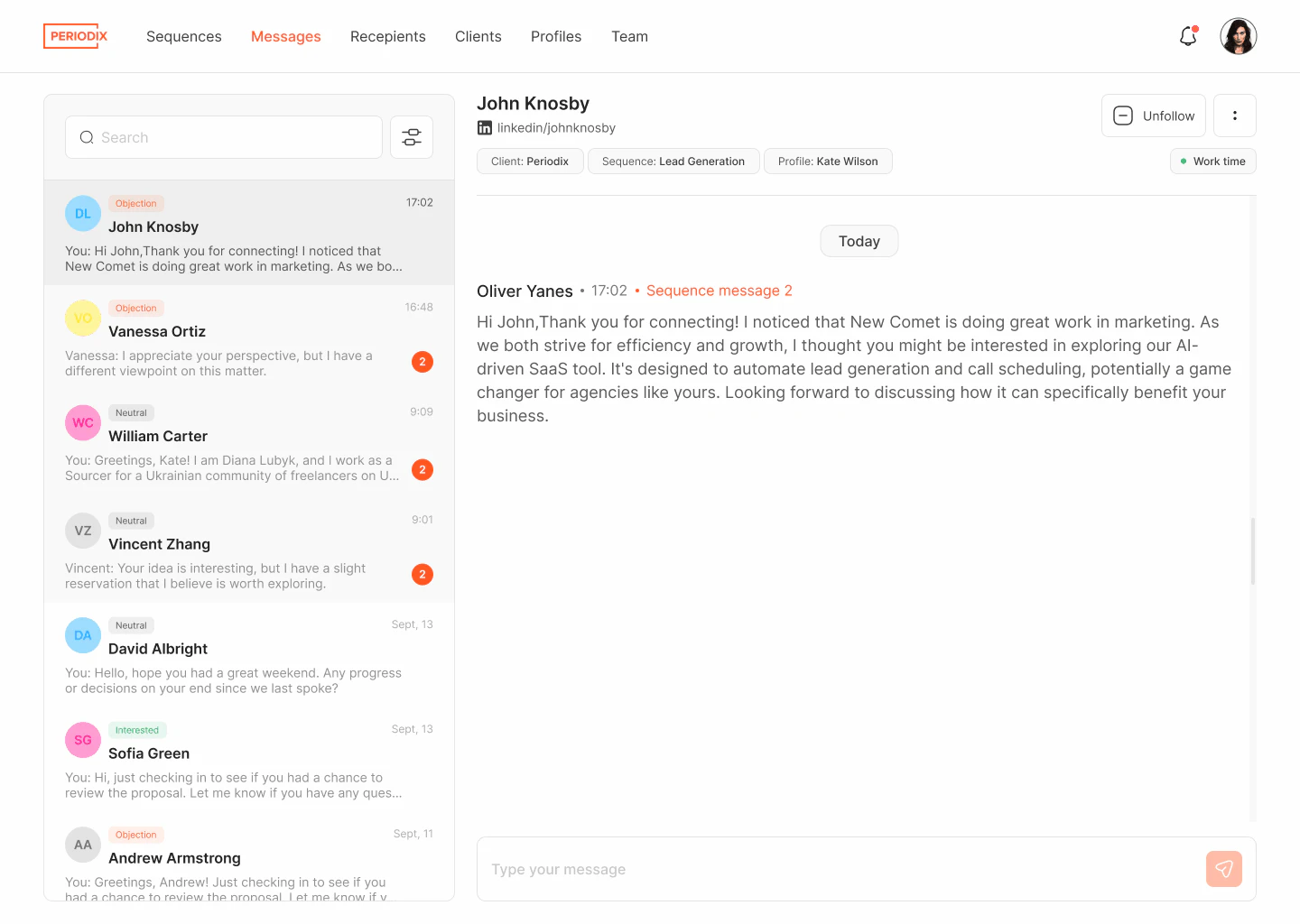 Periodix AI handling lead objections