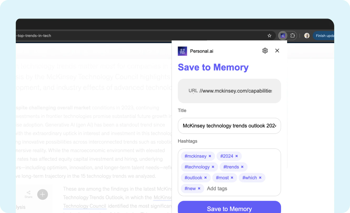 Personal AI API integration example