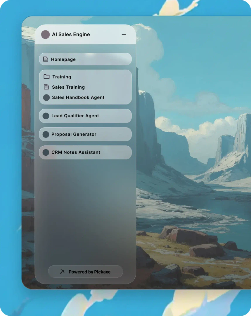 Pickaxe client-ready AI portal feature