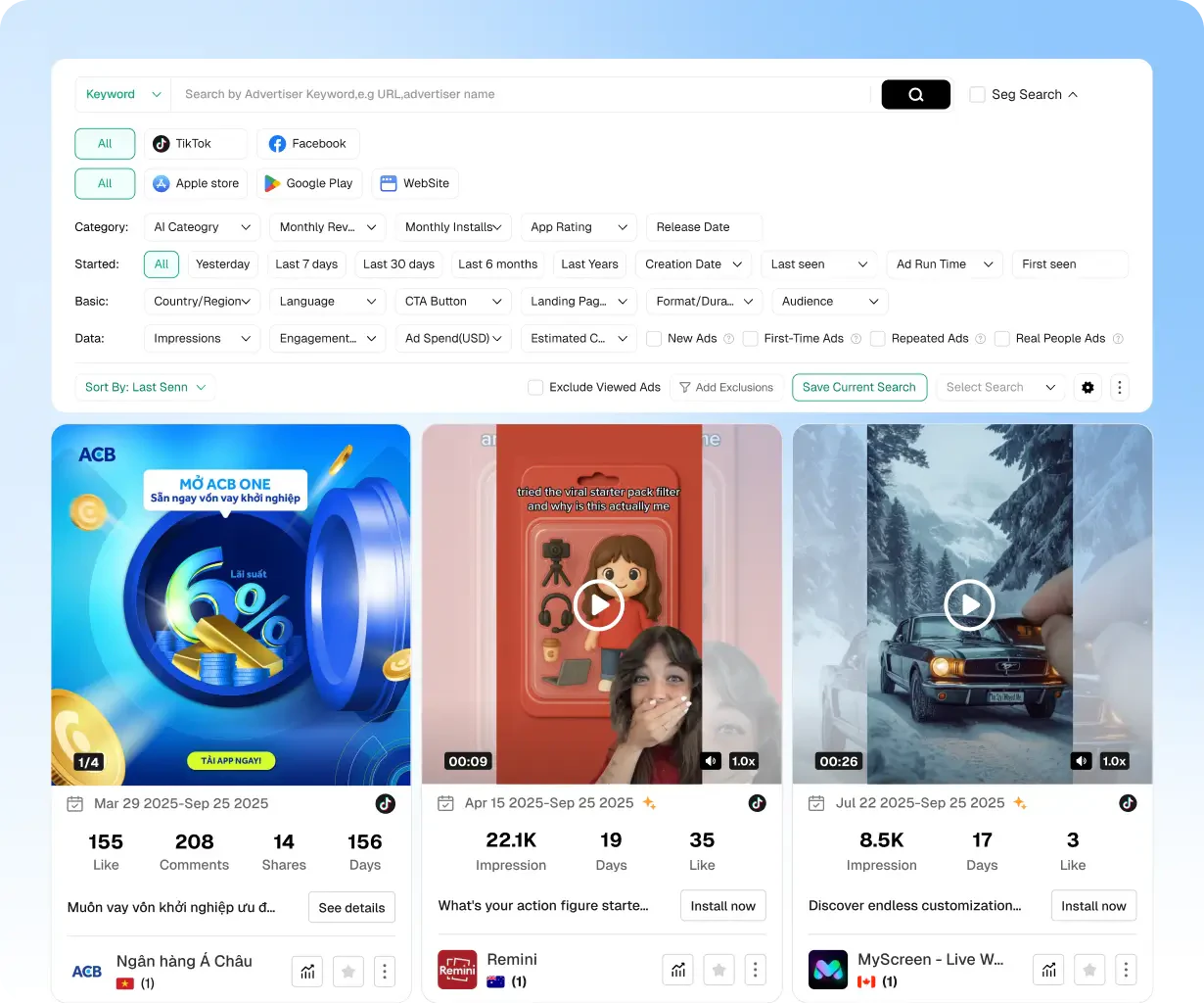 Pipiads overview of AI SaaS advertising