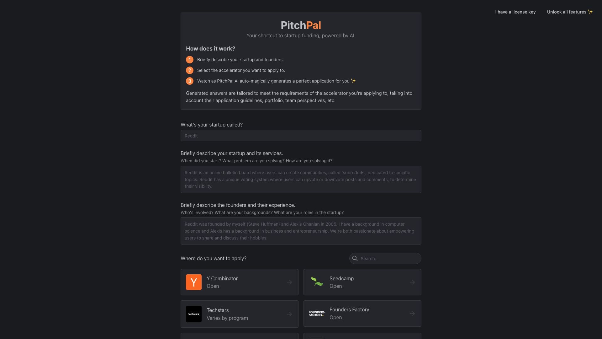 Pitchpal screenshot
