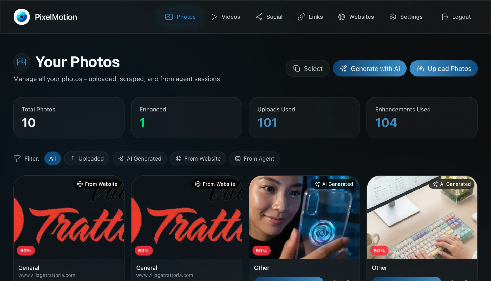 PixelMotion photo enhancement features