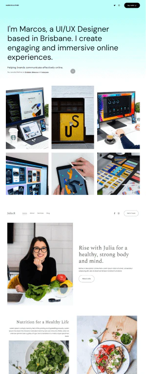 Pixpa product overview showing website builder features