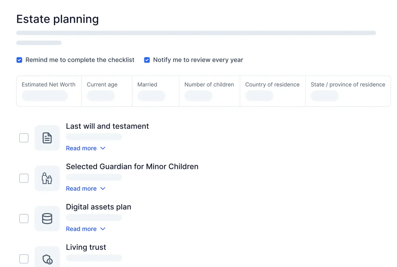PortfolioPilot Insights estate planning checklist