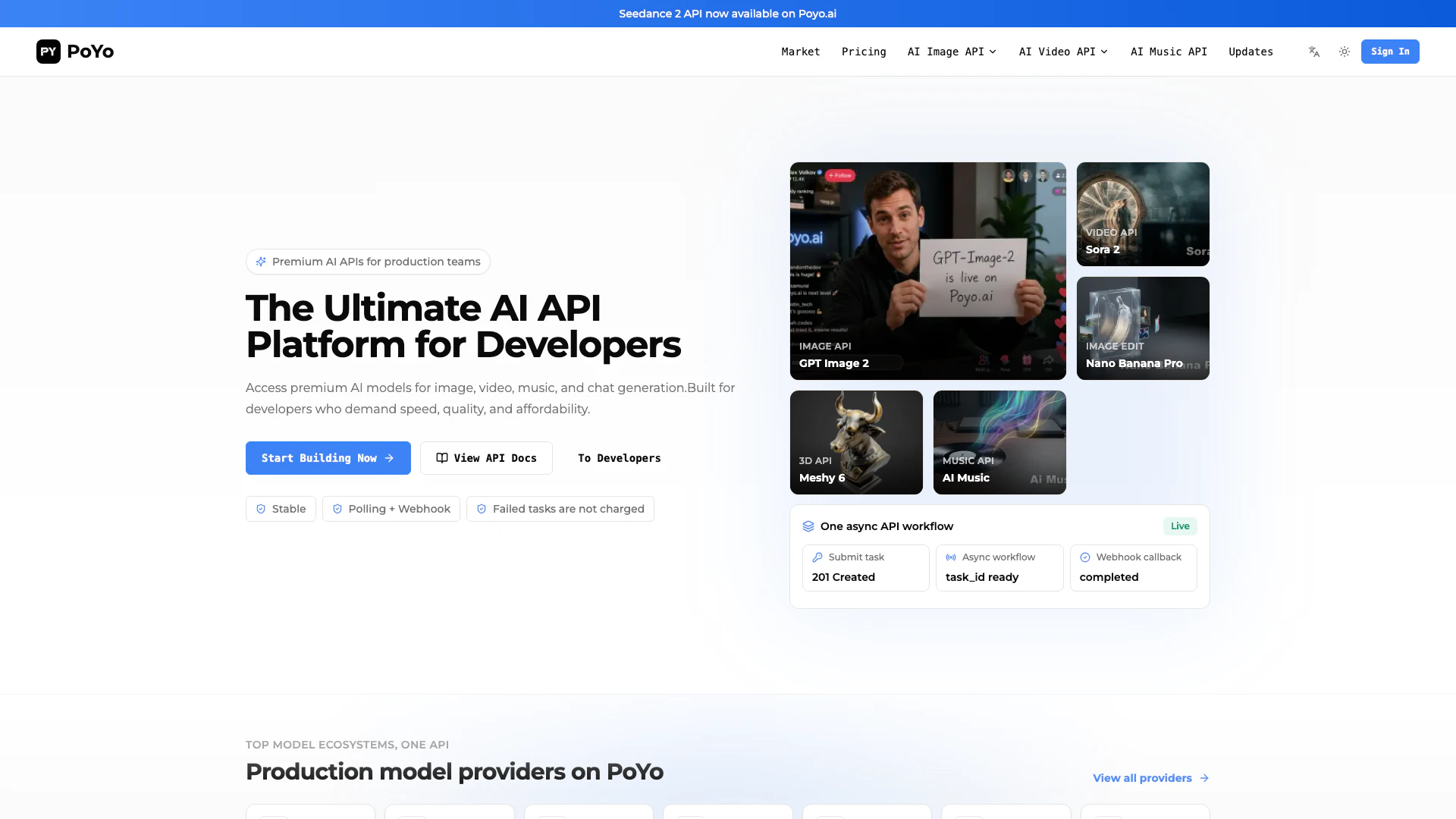 Poyoai website screenshot showing Poyoai provides access to over 500 premi... interface and features