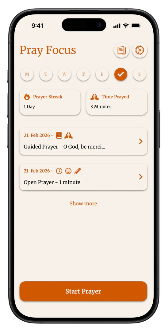 Prayfocus app overview and interface