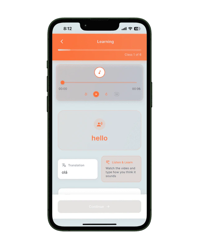 Prendi main features demonstration showing vocabulary learning