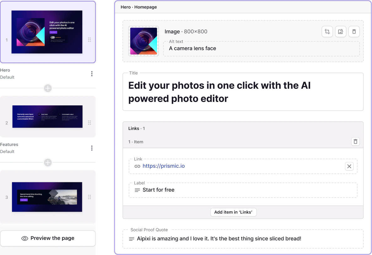 Prismic user scenario image