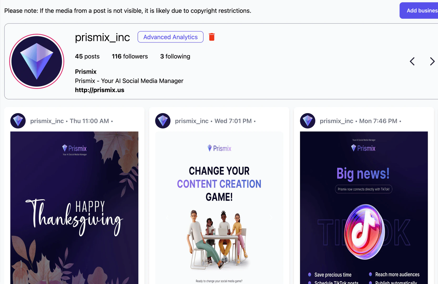 Prismix use case example