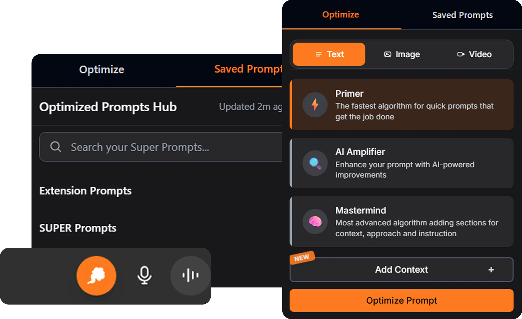 Prompt Genie Chrome extension interface