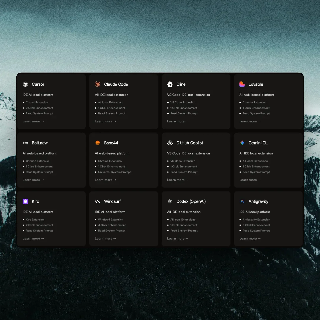 Supported AI platforms with PromptDC