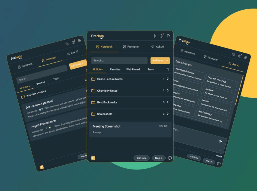 Pronoto product overview with multiple features displayed