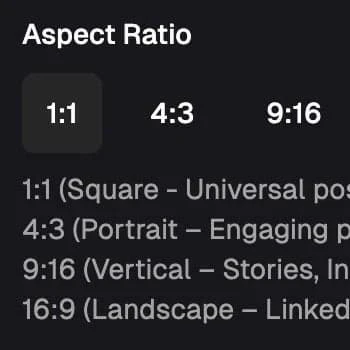 ProPhoto aspect ratio options for different platforms