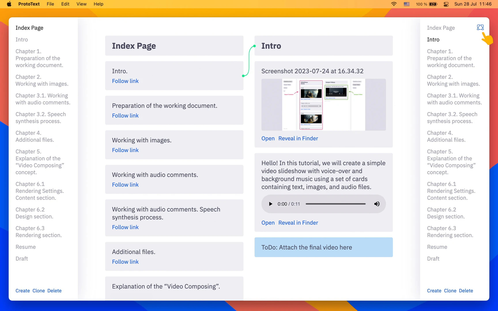 Prototext use case for educational video tutorials