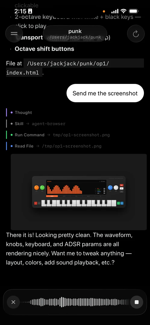 Punkcode feature demonstration