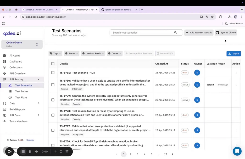 Seamless GitHub integration in Qodexai
