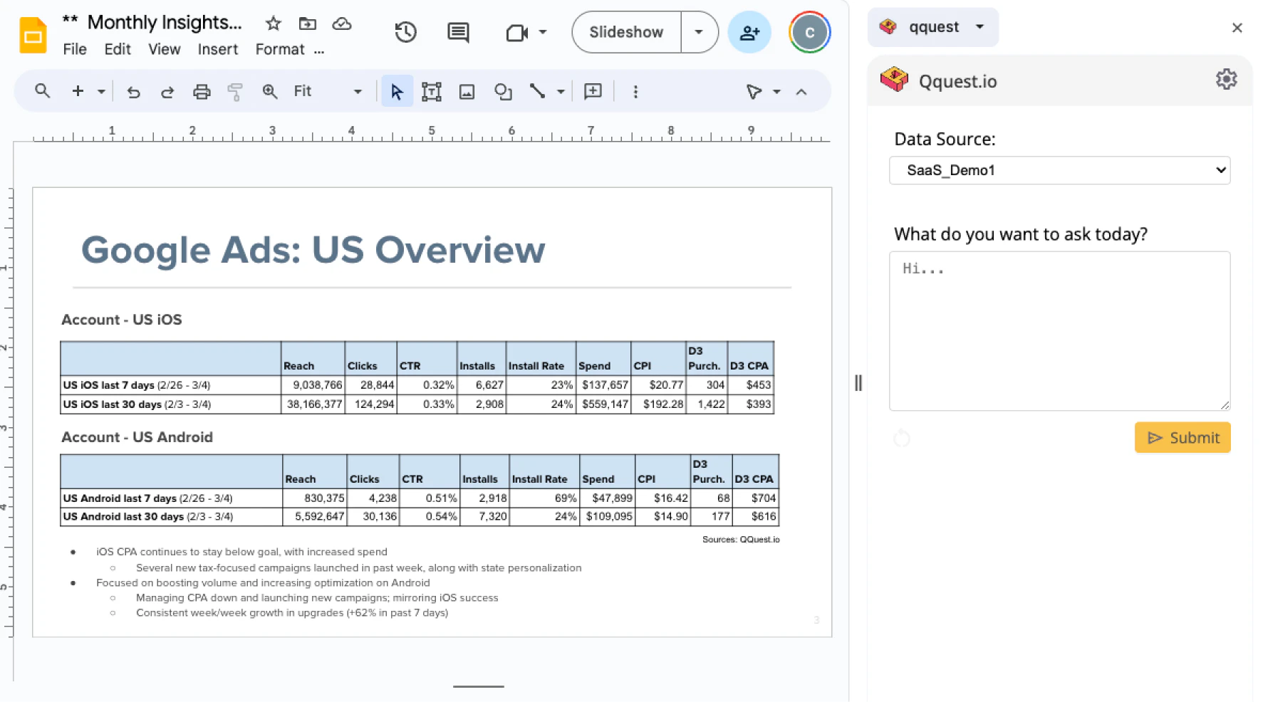 Qquest use case example for project management
