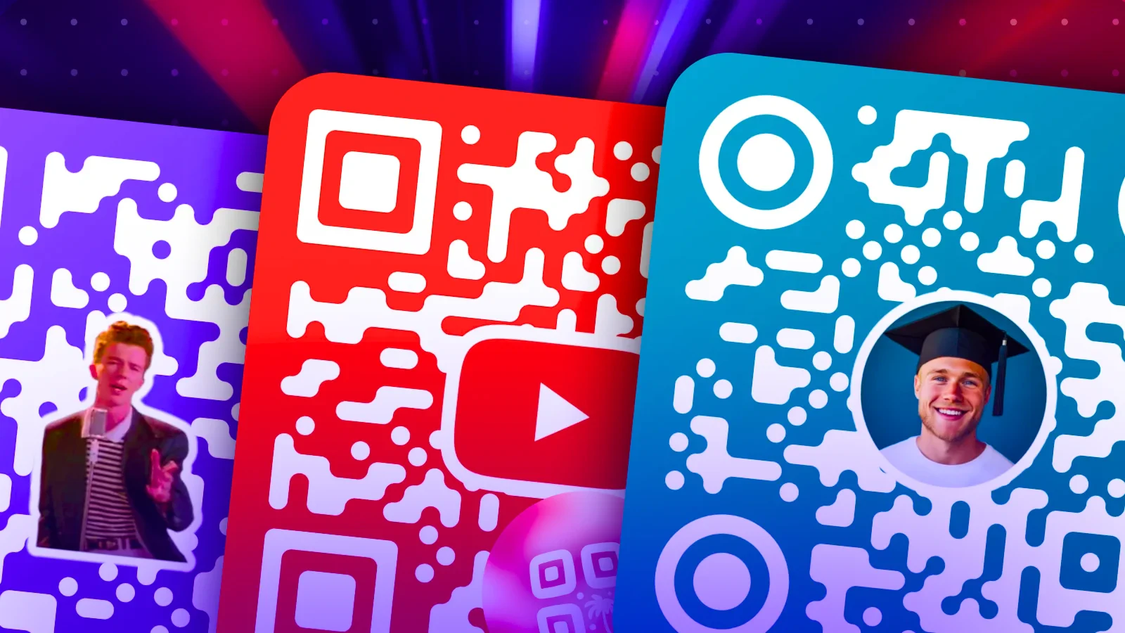 Qrcodeswithai showcasing colorful custom shape QR codes