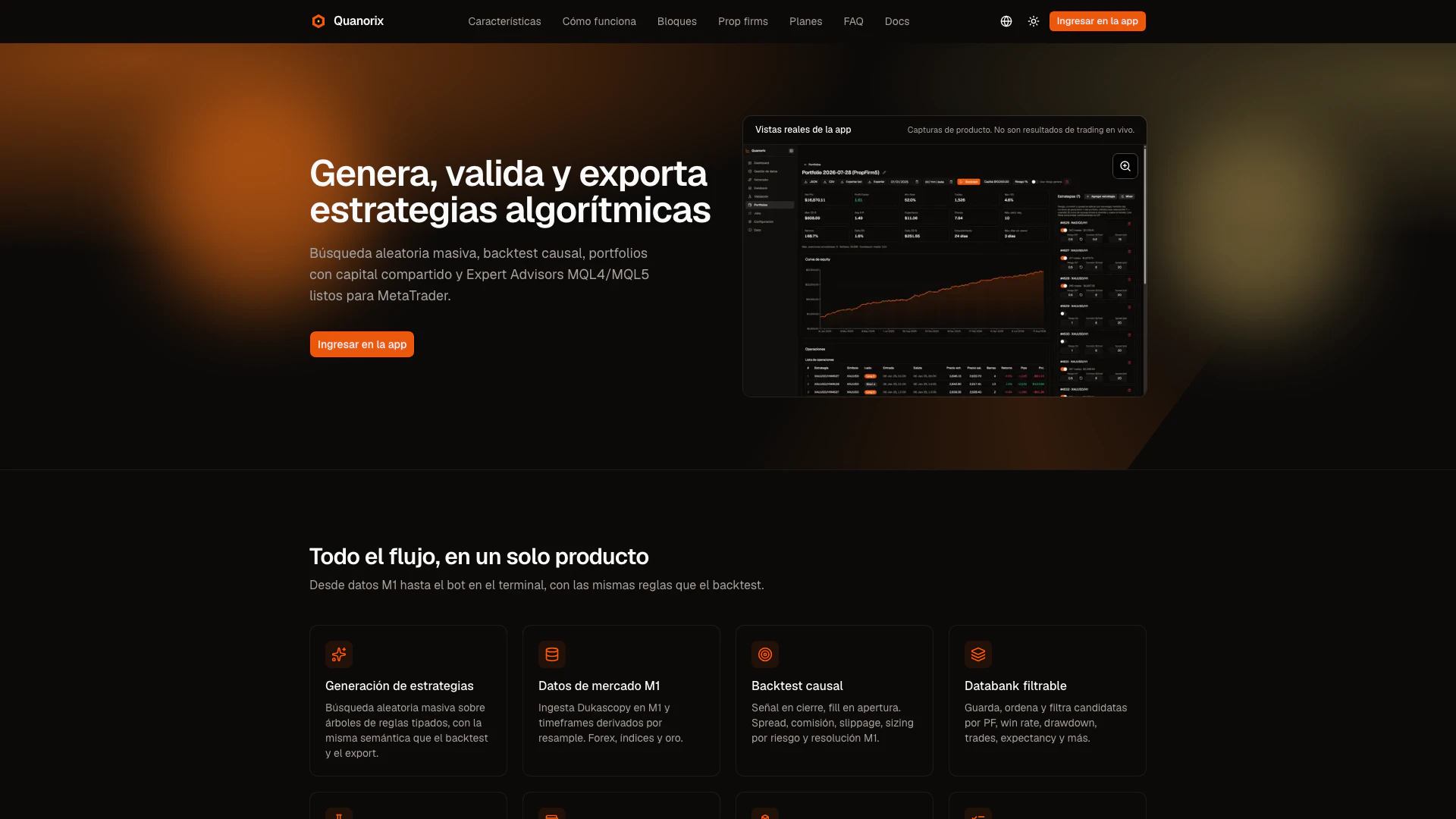 Quanorix website screenshot showing Quanorix is a tool for generating and va... interface and features